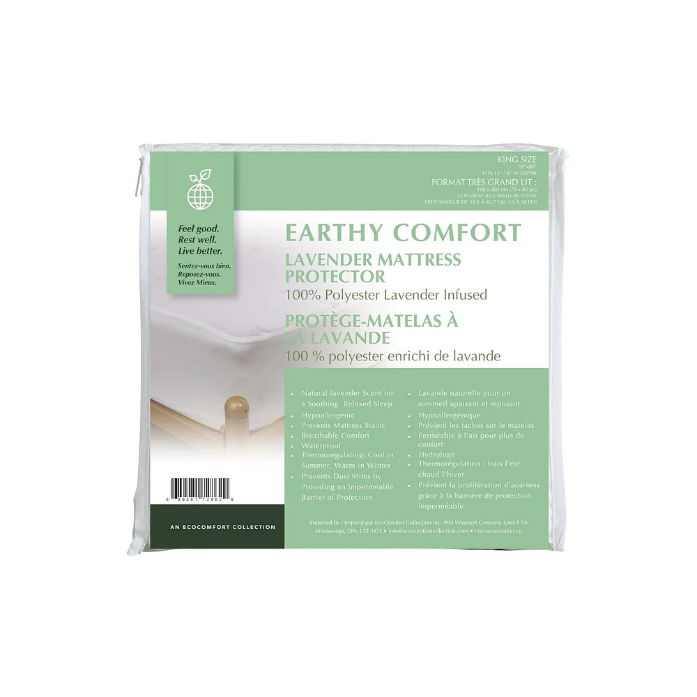 Earthy Comfort Lavender Mattress Protector - King