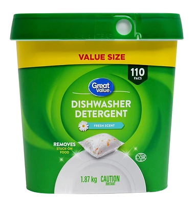 Great Value Automatic Dishwasher Detergent Pacs, 110 Pacs