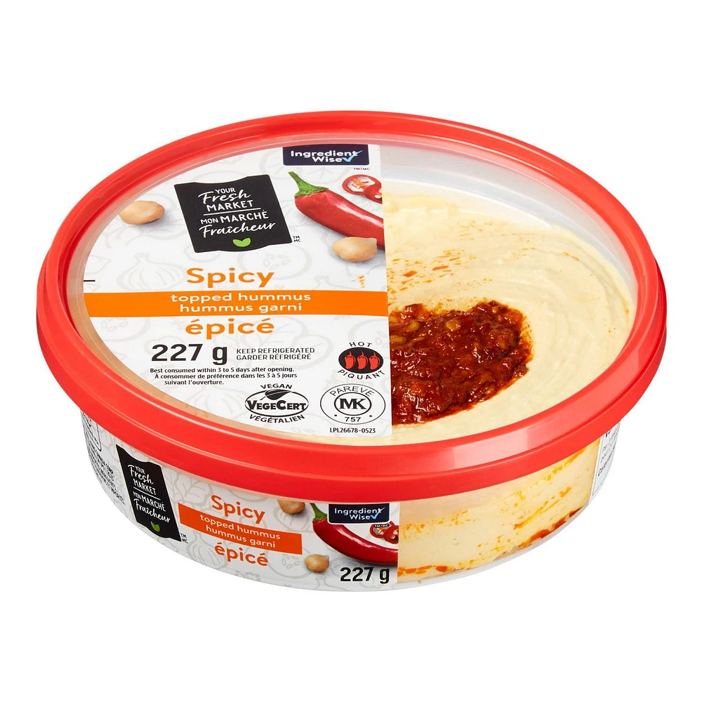 Your Fresh Market Spicy Topped Hummus, 227 g