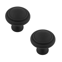 Era Elegant Knob 2-Pack Matte Black, 1.18 x 1.18 x 1.14 in.