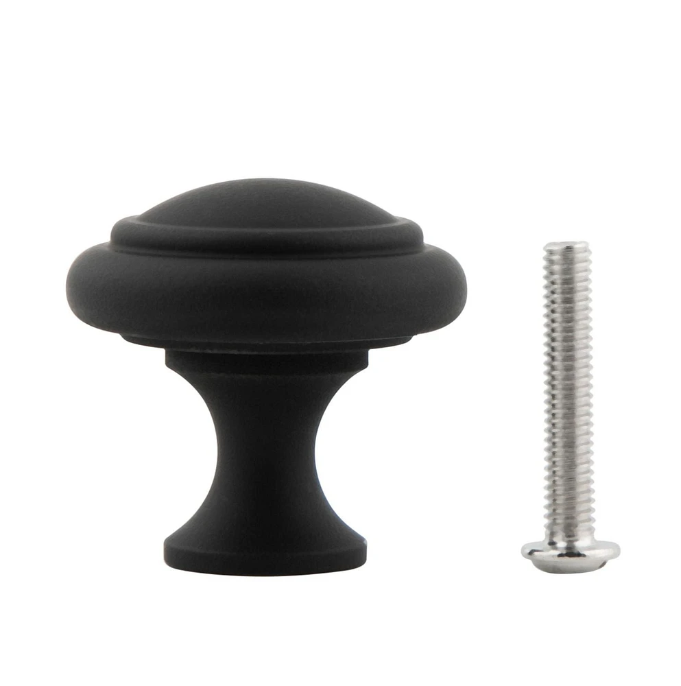 Era Elegant Knob 2-Pack Matte Black, 1.18 x 1.18 x 1.14 in.