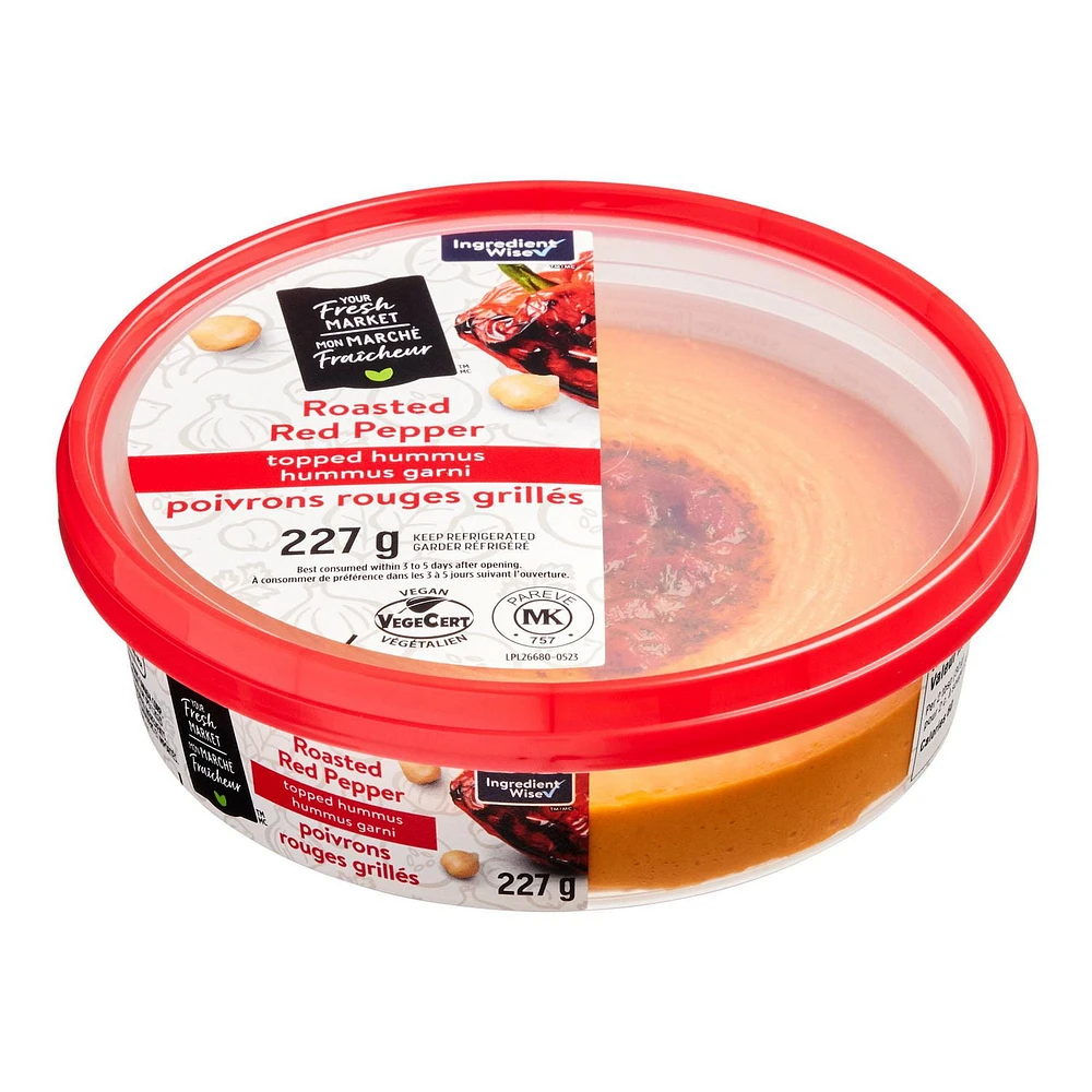 Your Fresh Market Roasted Red Pepper Topped Hummus, 227 g