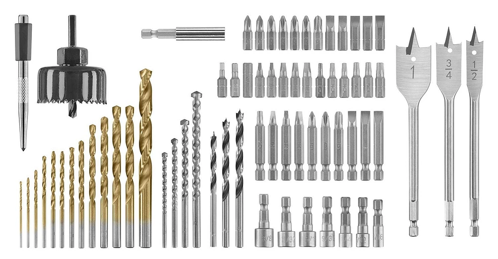 HART 70-Piece Drill and Drive Bit Set with Protective Storage Case, Titanium coating