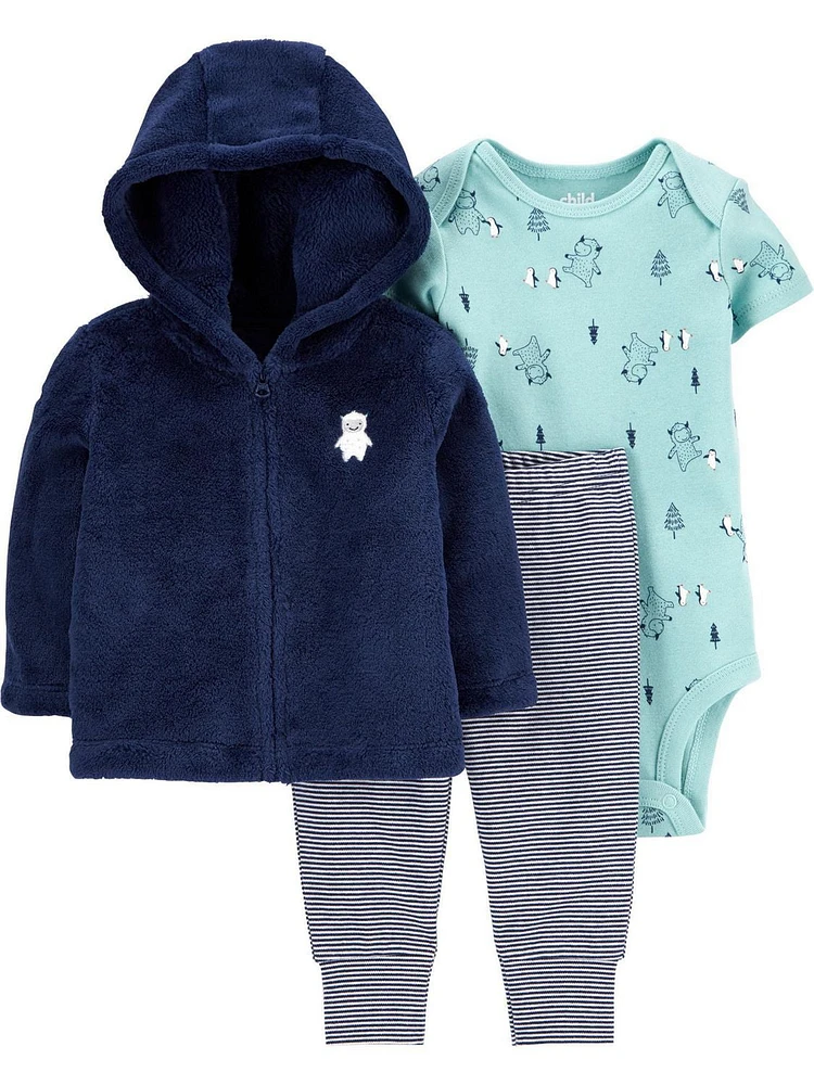 Child of Mine by Carter's Infant Boys' 3-Piece Cardigan Set- Yeti Sherpa