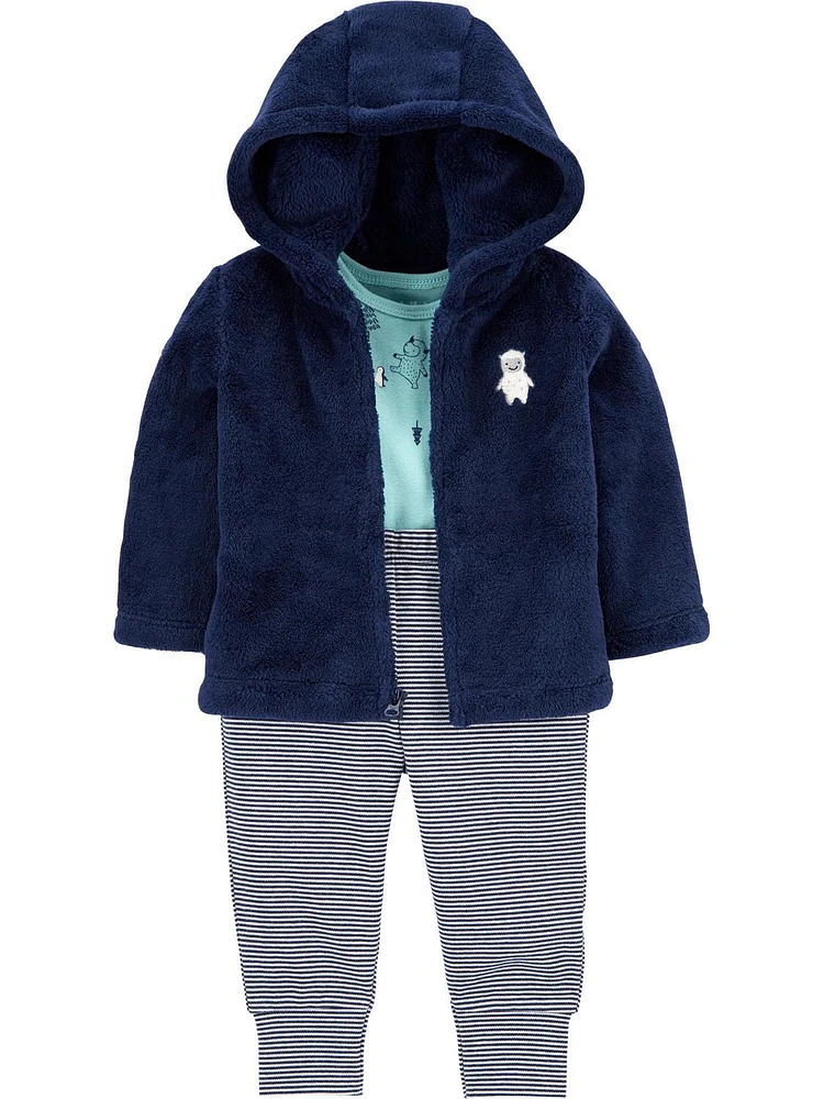 Child of Mine by Carter's Infant Boys' 3-Piece Cardigan Set- Yeti Sherpa