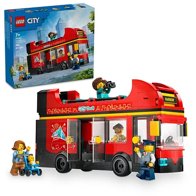 LEGO City Red Double-Decker Sightseeing Bus Toy, Vehicle Set for Kids, London Bus, Birthday Gift for 7 Year Olds and Up, Double-Decker Bus Toy, Includes 5 Characters, a Baby, and Stroller, 60407, Includes 384 Pieces, Ages 7+