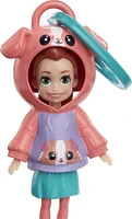 Polly Pocket Travel Toys, Friend Clips Lila Doll with Puppy Hoodie and Heart-Shaped Clip