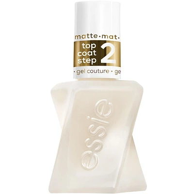 essie gel couture nail polish top coat, matte. 13.5ml, soft-matte finish top coat