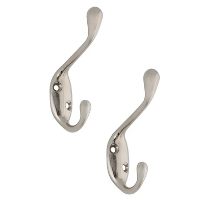 Era Double Hook 2-Pack Nickel, 3.25 x 0.75 x 2.25 in.