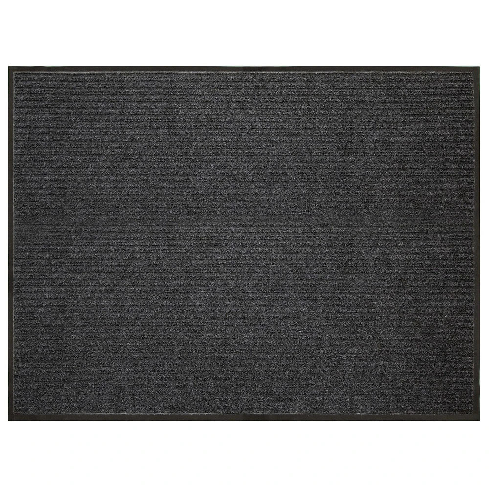 3 ft. x 4 ft. Platinum Needlepunch Charcoal Doormat with Vinyl Backing