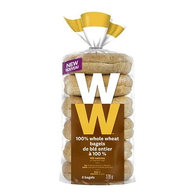 WW™ 100% Whole Wheat Bagels, Pack of 6; 378 g