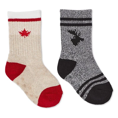 Lot de 2 paires de chaussettes style chalet Canadiana collection non genrées pour tout-petits Tailles P/M-M/L
