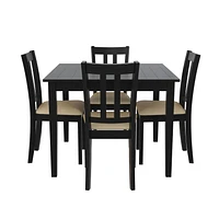 Dorel Living Redmond 5-Piece Traditional Dining Set, Black/Beige