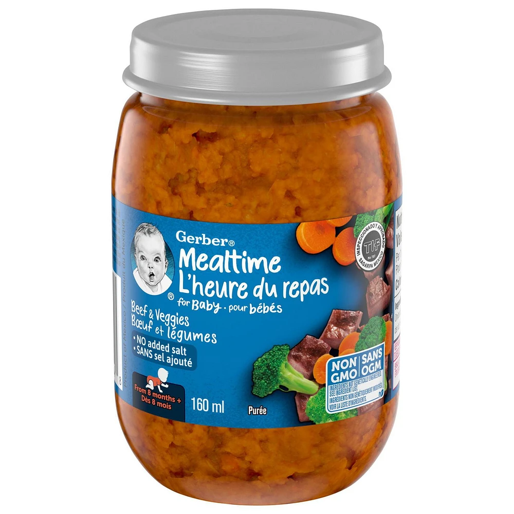 Mealtime Purée Beef And Veggies Jar, 160 mL