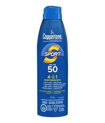 Coppertone Sport Écran Solaire en Vaporisation Continue FPS 50, Résitant à l'eau 177 ml