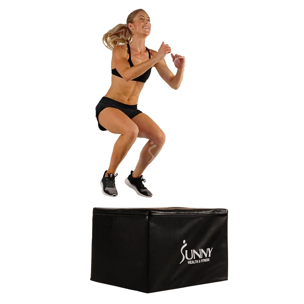 Sunny Health & Fitness Foam Plyo Box, 440lb Weight Capacity with 3 in 1 Height Adjustment -  76 cm / 61 cm / 51 cm for Plyometric Training and Conditioning