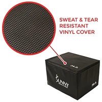 Sunny Health & Fitness Foam Plyo Box, 440lb Weight Capacity with 3 in 1 Height Adjustment -  76 cm / 61 cm / 51 cm for Plyometric Training and Conditioning