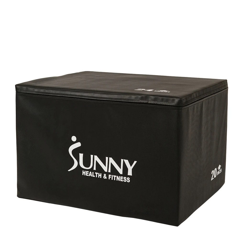 Sunny Health & Fitness Foam Plyo Box, 440lb Weight Capacity with 3 in 1 Height Adjustment -  76 cm / 61 cm / 51 cm for Plyometric Training and Conditioning