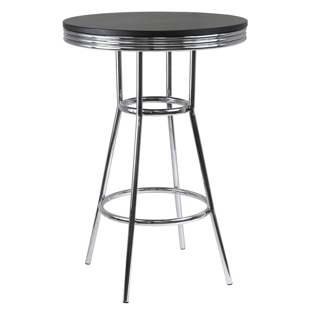 Winsome Summit Round Pub Table, Black & Chrome - 93030