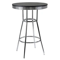 Winsome Summit Round Pub Table, Black & Chrome - 93030