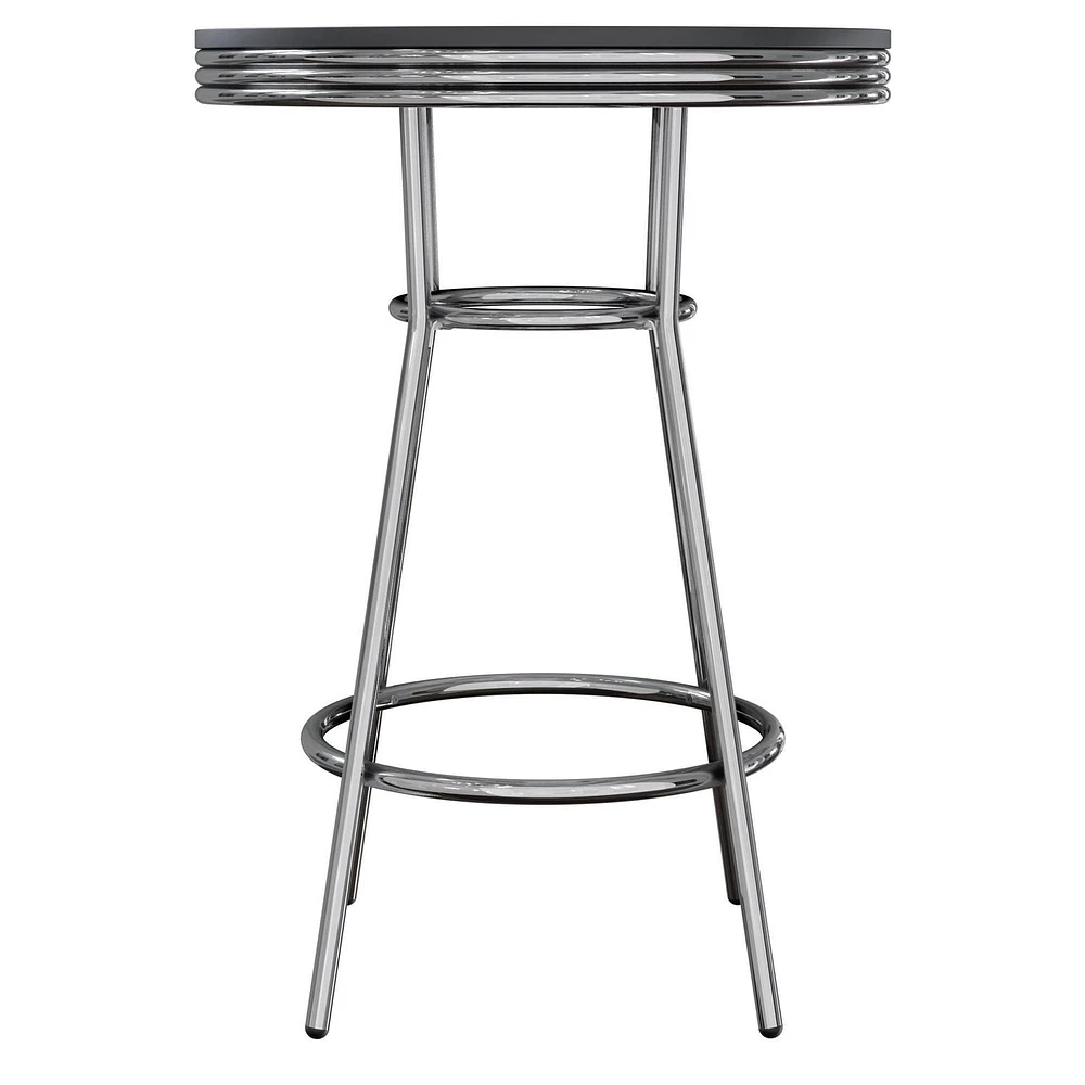 Winsome Summit Round Pub Table, Black & Chrome - 93030