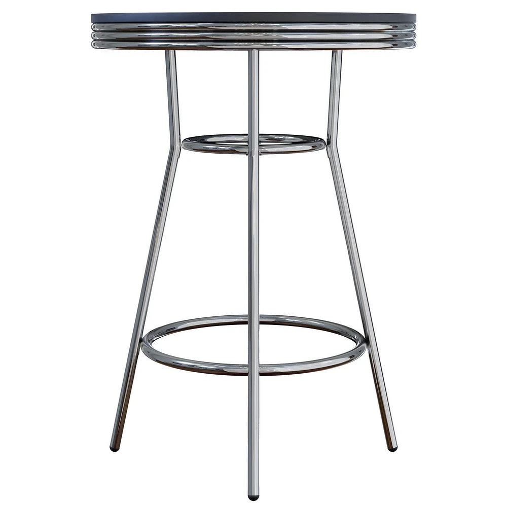 Winsome Summit Round Pub Table, Black & Chrome - 93030