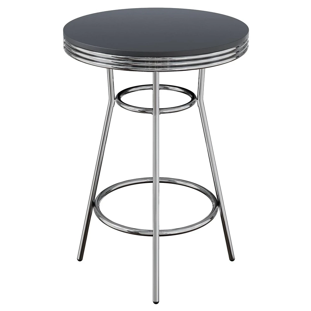 Winsome Summit Round Pub Table, Black & Chrome - 93030