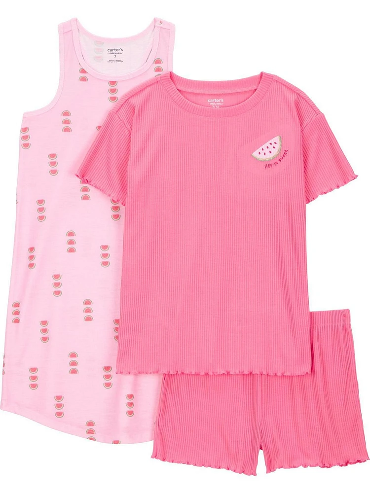 Carter's Child of Mine Kid Pyjama 3 pièces pastèque rose pour fille Tailles 4-10