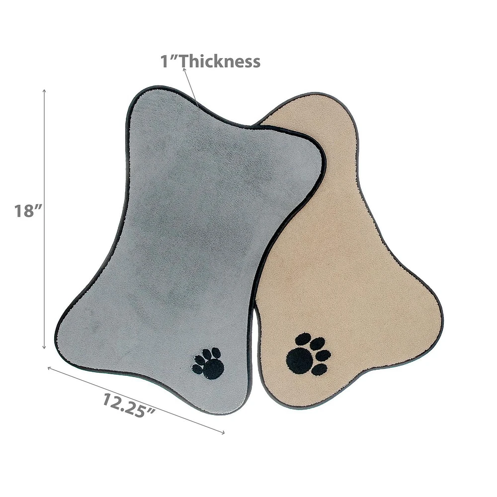 Microfibre Bone Mat Paw Embroidery  - Set of 2