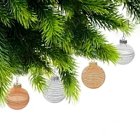 Christmas Glitter Stripes Ornament   - Set of 12