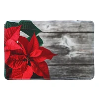 Christmas Memory Foam Mat Poinsettia On Plank