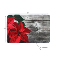 Christmas Memory Foam Mat Poinsettia On Plank