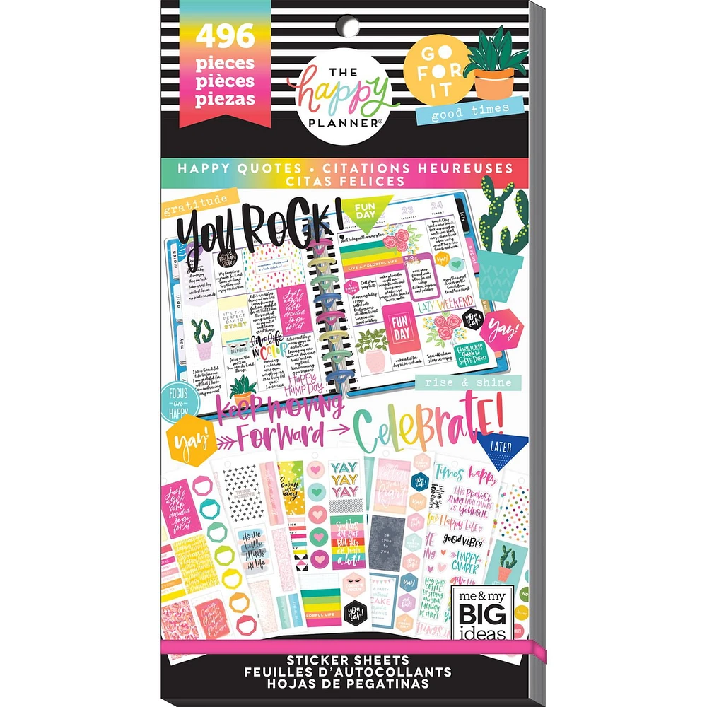 The Happy Planner Happy Quotes Sticker Value Pack, 30 Pages, 496 Stickers