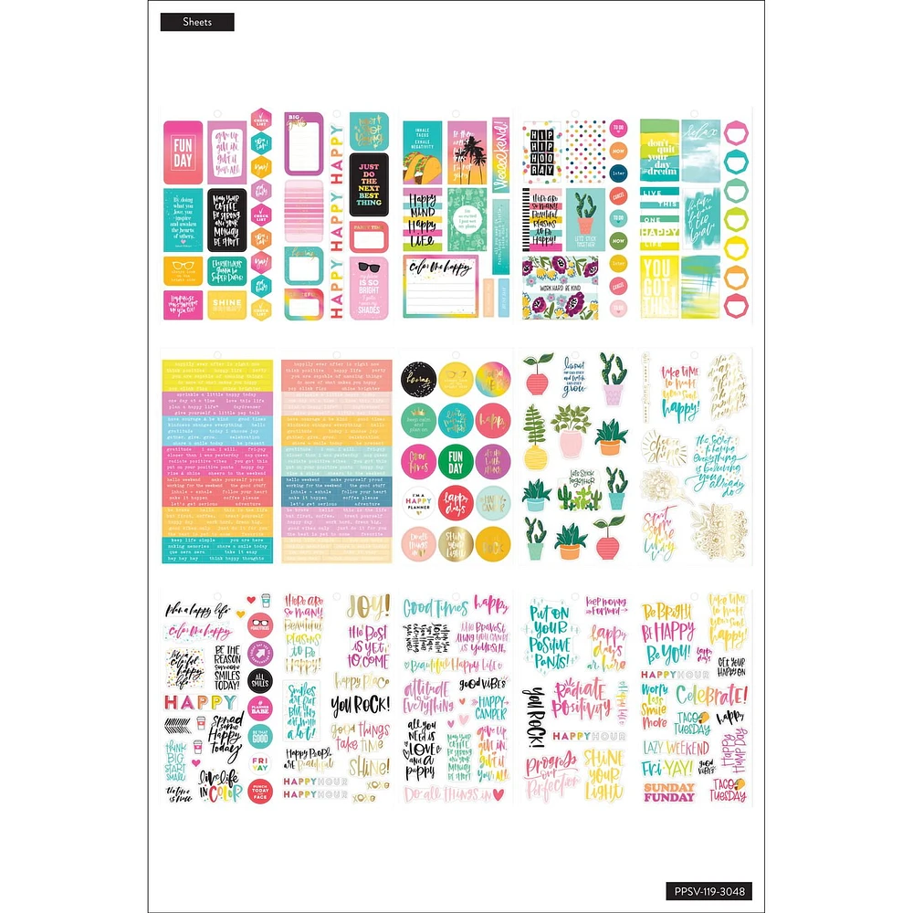 The Happy Planner Happy Quotes Sticker Value Pack, 30 Pages, 496 Stickers