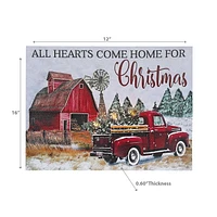 Christmas Led Canvas Wall Art Hearts Come Home For Christmas 12X16