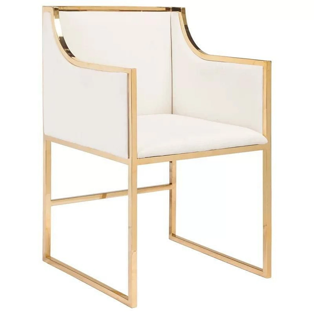 Plata Import Bella White Chair Gold frame