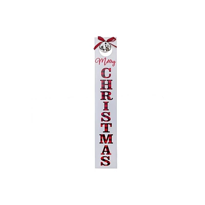 Christmas Wood Vertical Sign With Bell Merry Christmas