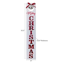 Christmas Wood Vertical Sign With Bell Merry Christmas