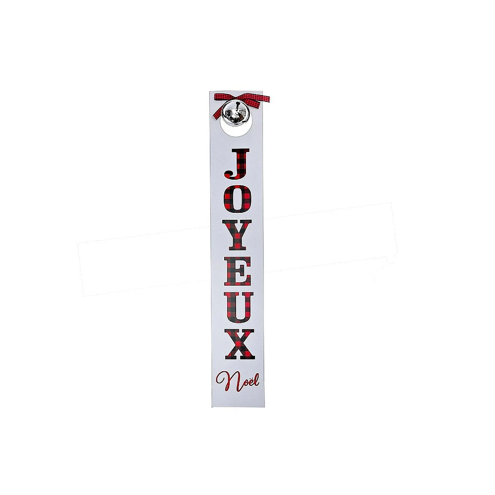 Christmas Wood Vertical Sign With Bell Joyeux Noel