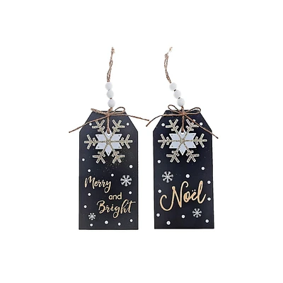 Christmas Black Snowflake Tags  - Set of 6