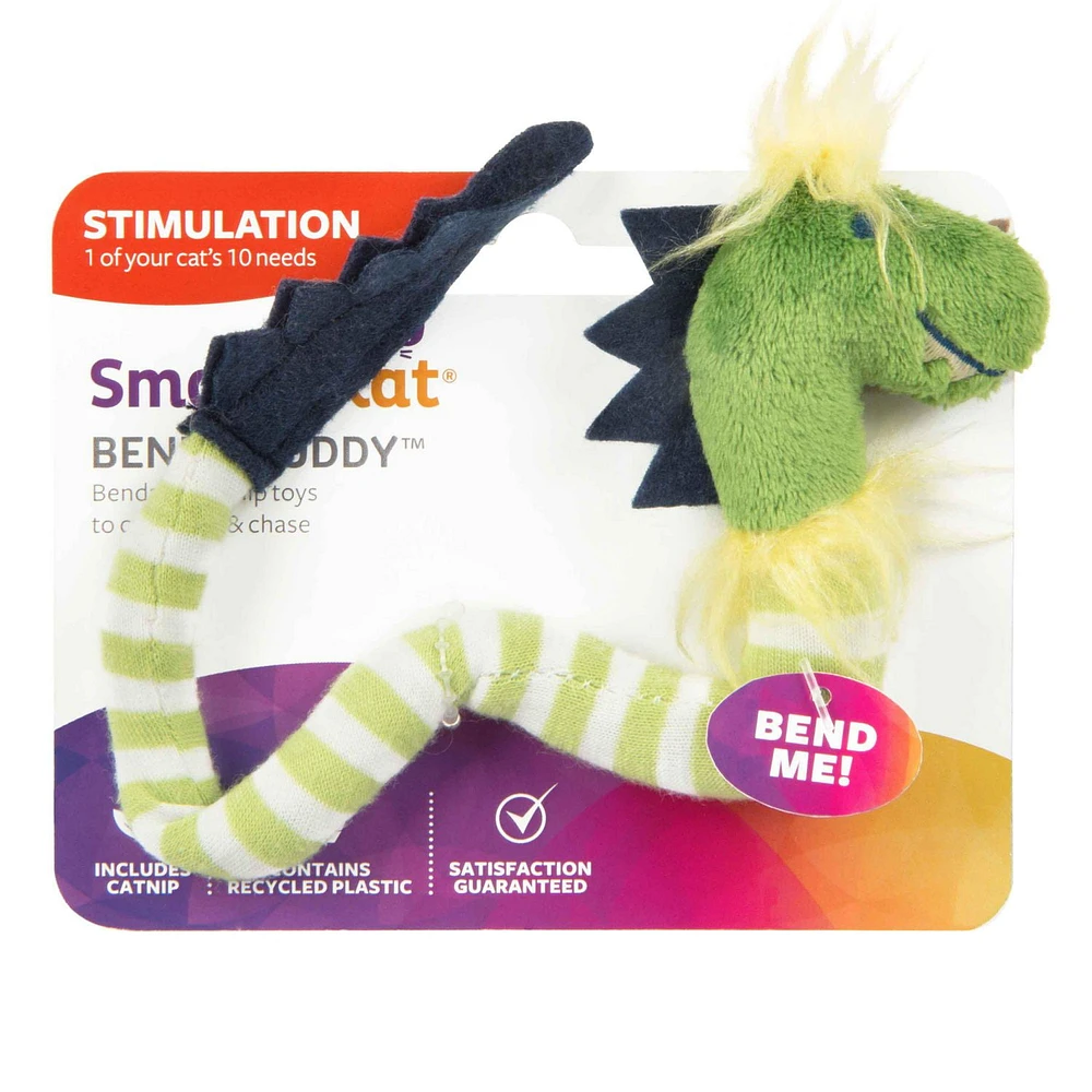 SmartyKat Bendy Buddy, Bendable Plush Dinosaur Catnip Cat Toy