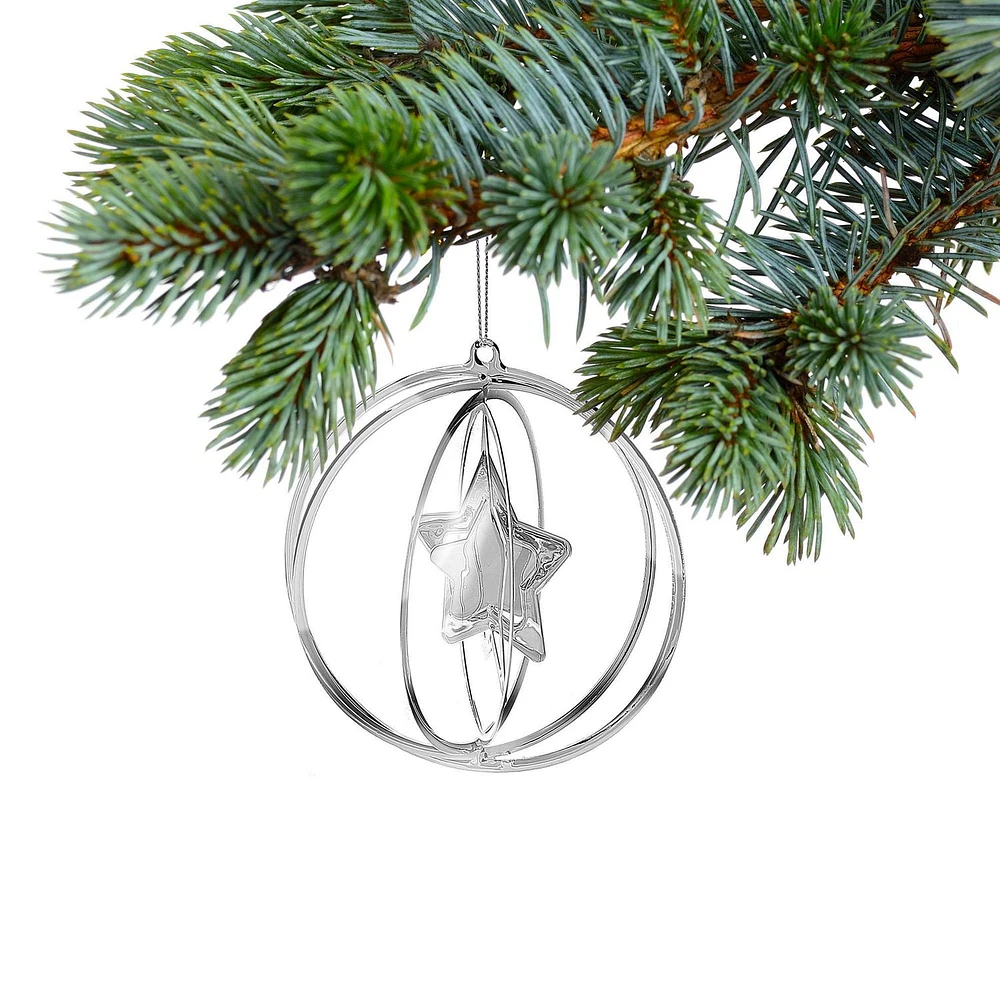 Christmas Spinning Silver Metal Ornament Star - Ensemble De 12