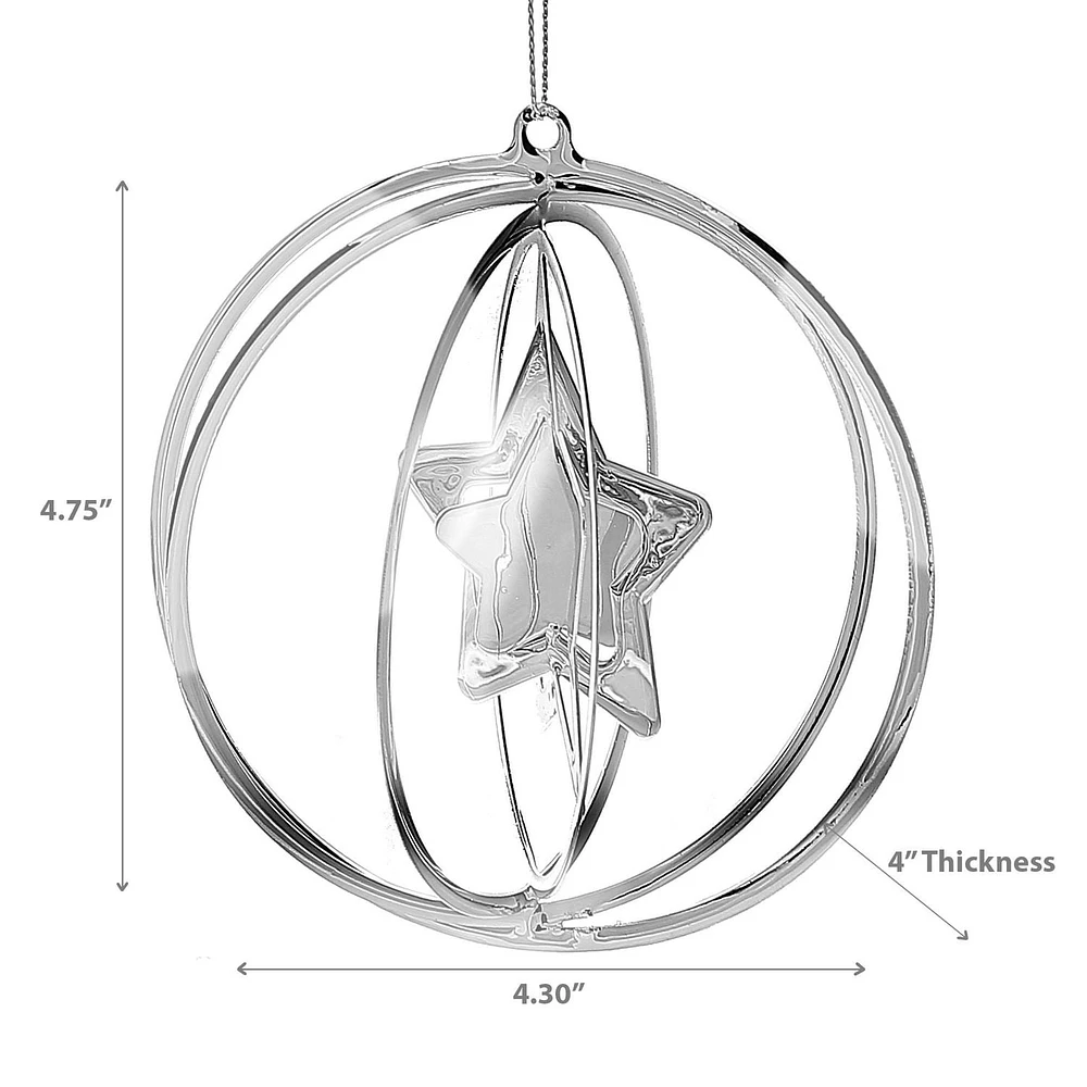 Christmas Spinning Silver Metal Ornament Star - Ensemble De 12