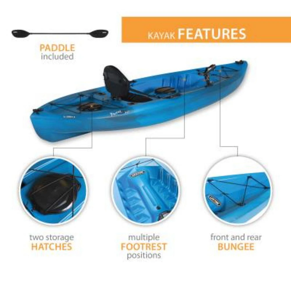 LIFETIME Tamarack 120" Angler Kayak with Paddle, Blue