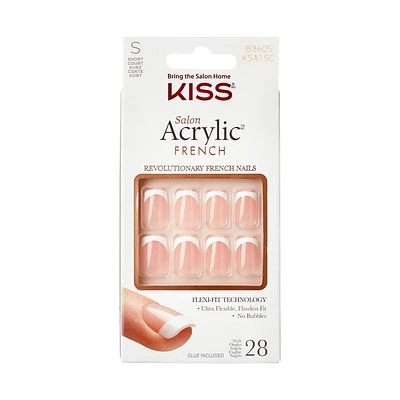 KISS Salon Acrylic - Fake Nails, 28 Count, Medium, French nails at home