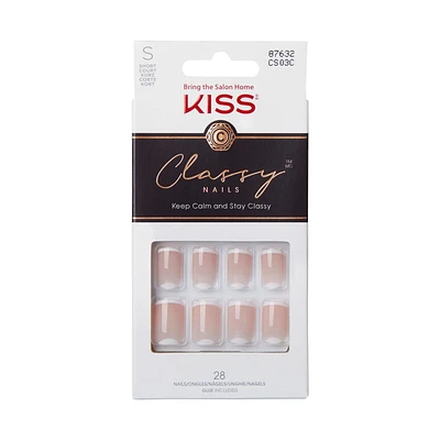 Kiss Classy - faux ongles, 28 comptes, moyen Manucure française.