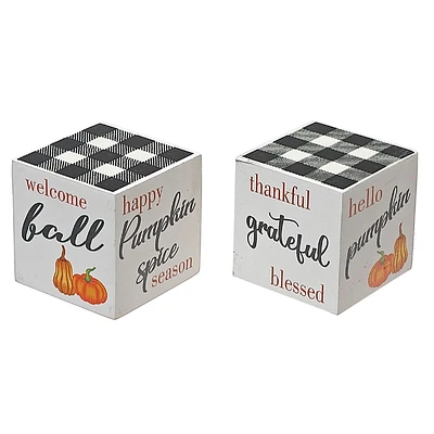 Autumn Season Cube Decor - Set of 2