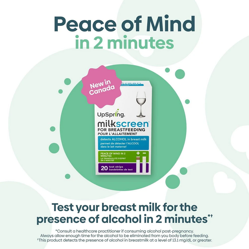 UpSpring Milkscreen, for Breastfeeding, Detects Alcohol in Breast Milk, 20ct