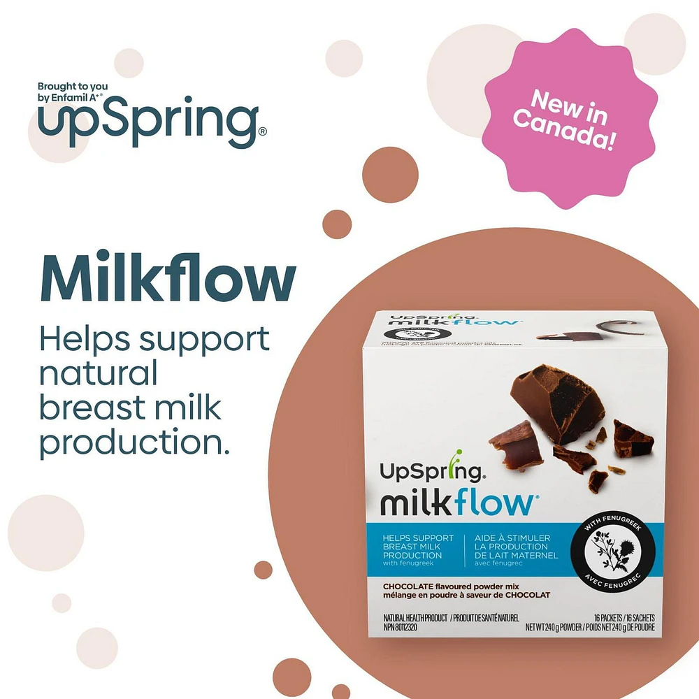 UpSpring Milkflow, Chocolate Flavour, Helps Support Breast Milk Production, 16ct