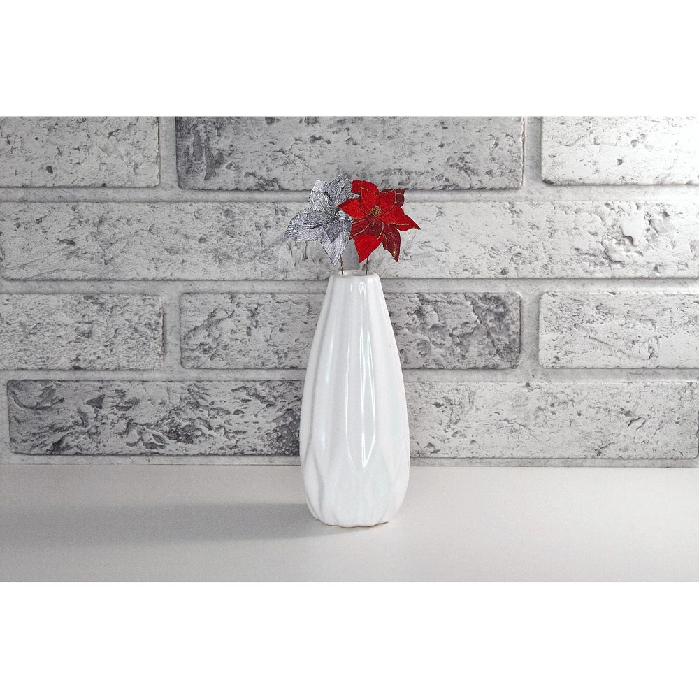 Christmas Glitter Spiral Poinsettia Pick  - Set of 6